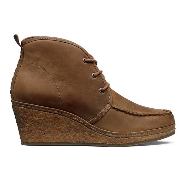 Olukai Wali Brown Suede Leather Wedge Ankle Boots Lace Up Size 8 - Picture 2 of 12